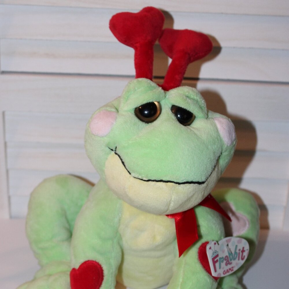 Ganz Frabbit Love Frog Green w/Hearts Plush Animal HV8513